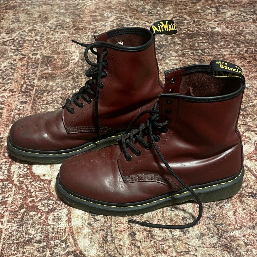 Dr. Martens Burgundy Leather Boots